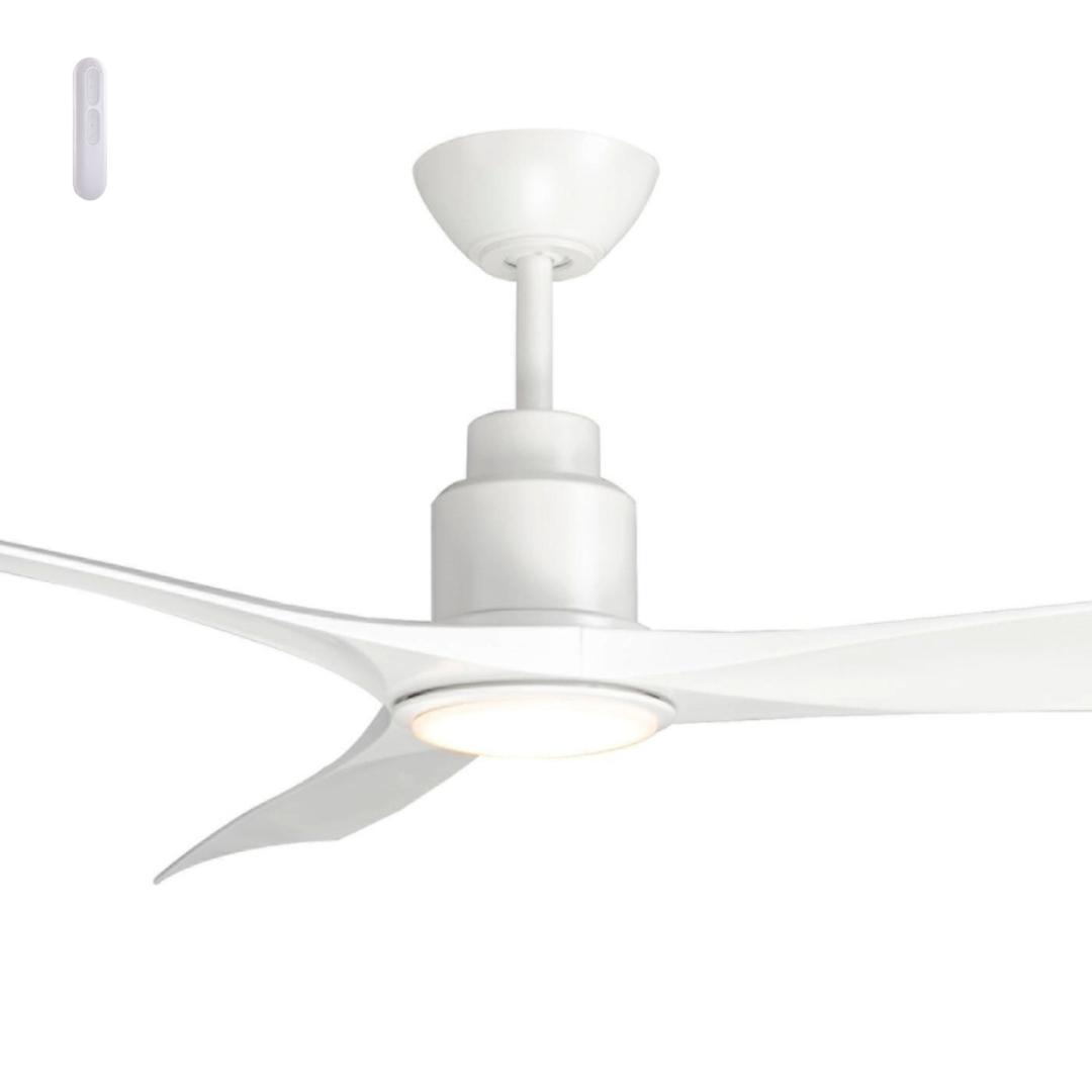 White Mercator Iceman 60" (1520mm) DC Indoor/Outdoor Ceiling Fan with 20W CCT LED Light and Remote