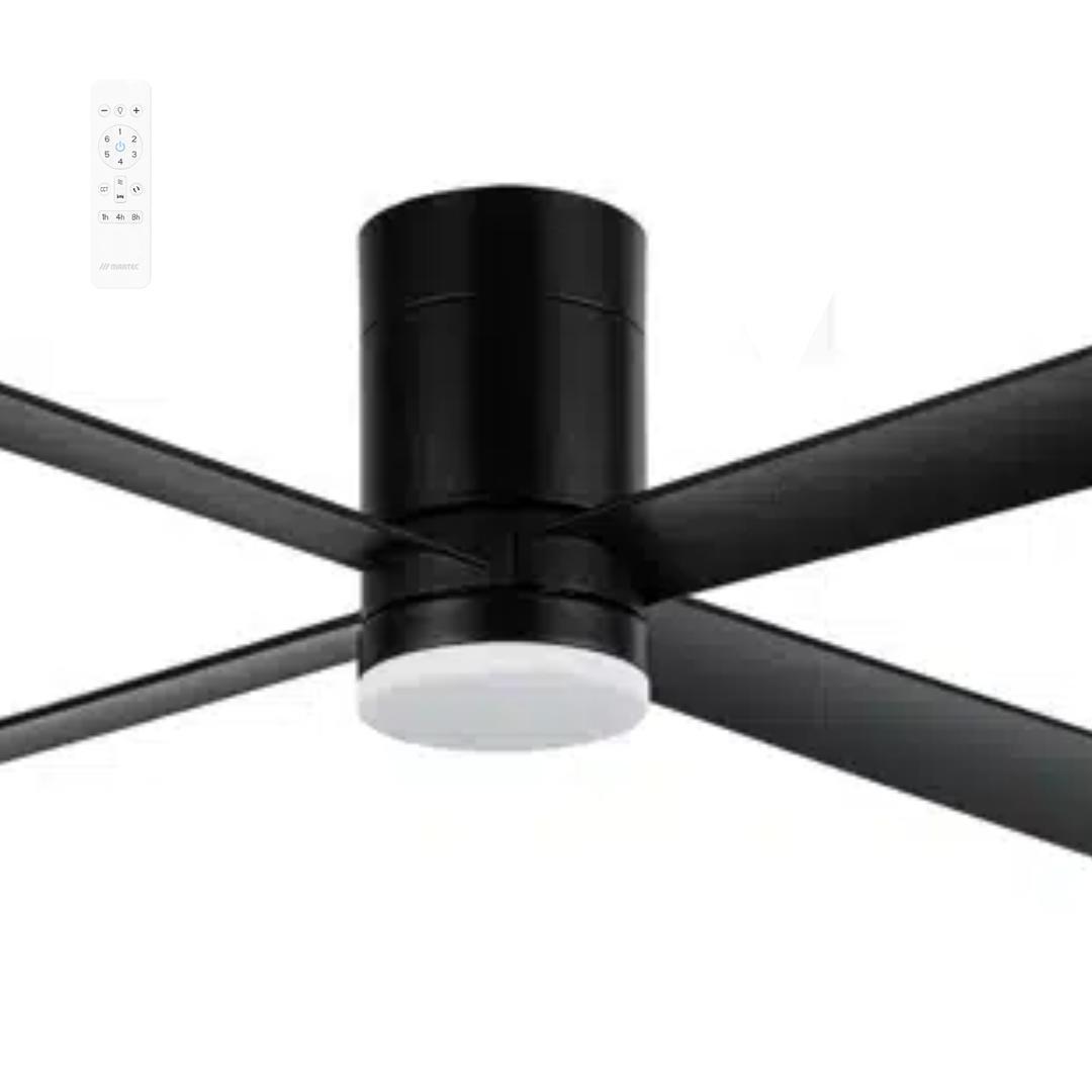 Black Martec Carrara 48" (1220mm) Smart DC Indoor/Outdoor Ceiling Fan with 16W CCT LED light and Remote