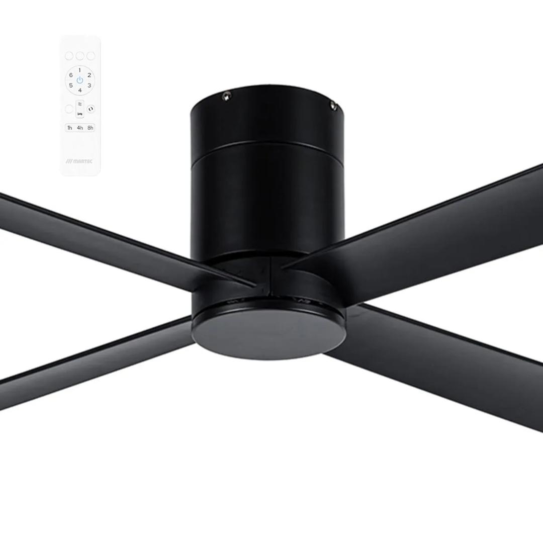 Black Martec Carrara 48" (1220mm) Smart DC Indoor Ceiling Fan with Remote